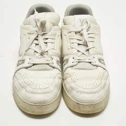 مملوكة مسبقًا Louis Vuitton LV Trainer Size 45 White Leather Lace Up Sneakers
