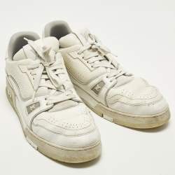 مملوكة مسبقًا Louis Vuitton LV Trainer Size 45 White Leather Lace Up Sneakers