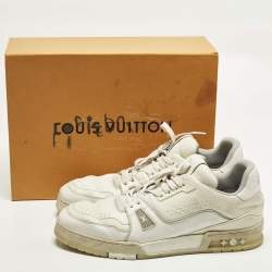 مملوكة مسبقًا Louis Vuitton LV Trainer Size 45 White Leather Lace Up Sneakers