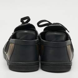 مملوكة مسبقًا حذاء رياضي لوي فيتون سلالوم كانفاس بني مونوغرامي بعنق قصير مقاس 42.5