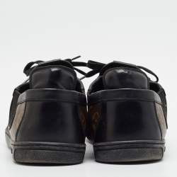 Pre Owned Louis Vuitton Slalom Size 45 Brown/Black Monogram Canvas and Leather Lace Up Sneakers