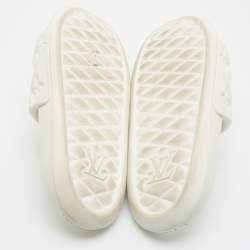 Pre Owned Louis Vuitton Waterfront Size 44 White Monogram Rubber Pool Slide