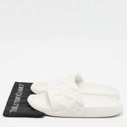 Pre Owned Louis Vuitton Waterfront Size 44 White Monogram Rubber Pool Slide