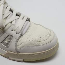 Pre Owned Louis Vuitton LV Trainer Size 41 White Leather Lace Up Sneakers