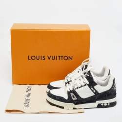 مملوكة مسبقًا Louis Vuitton LV Trainer Size 41 White/Black Monogram Denim and Leather Lace Up Sneakers