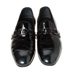 Louis Vuitton Anthracite Patent Leather Glass Dome Loafers Size 42.5