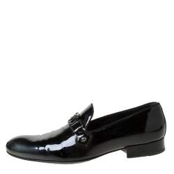 Louis Vuitton Anthracite Patent Leather Glass Dome Loafers Size 42.5