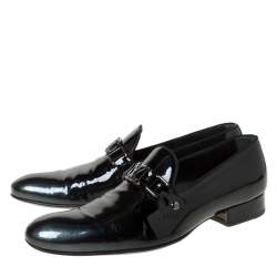Louis Vuitton Anthracite Patent Leather Glass Dome Loafers Size 42.5