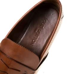 مملوكة مسبقًا Louis Vuitton Brown Leather Penny Loafers Size 42.5