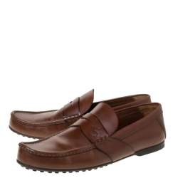 مملوكة مسبقًا Louis Vuitton Brown Leather Penny Loafers Size 42.5