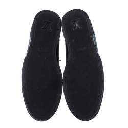 Louis Vuitton Black Leather And Monogram Eclipse Canvas Match Up High Top Sneakers Size 42