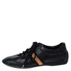Pre Owned Louis Vuitton Black Leather Lace Up Sneakers Size 39