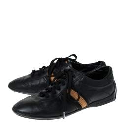 Pre Owned Louis Vuitton Black Leather Lace Up Sneakers Size 39