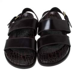 Pre Owned  صندل فلات لوي فيتون جلد تمساح بني مقاس 43