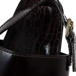 Pre Owned  صندل فلات لوي فيتون جلد تمساح بني مقاس 43