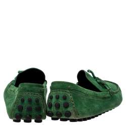مملوكة مسبقًا حذاء لوفرز لوي فيتون امولا بشراريب سويدي أخضر مقاس 44