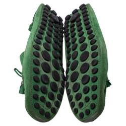 مملوكة مسبقًا حذاء لوفرز لوي فيتون امولا بشراريب سويدي أخضر مقاس 44