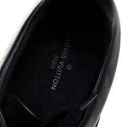Pre Owned Louis Vuitton Black Leather and Monogram Canvas Low Top Sneakers Size 45