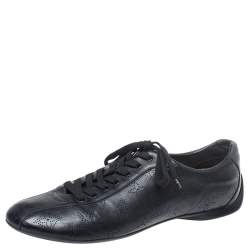 Louis Vuitton Black Mahina Leather Low Top Sneakers Size 39.5