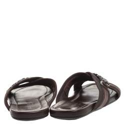 Pre Owned صندل لوي فيتون سيو ر متقاطعة جلد وقماش بني مقاس 41