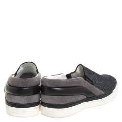 Louis Vuitton Grey Fabric, Suede and Leather Twister Slip-on Sneakers Size 41
