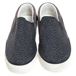 Louis Vuitton Grey Fabric, Suede and Leather Twister Slip-on Sneakers Size 41