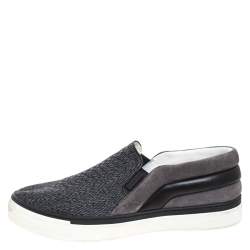 Louis Vuitton Grey Fabric, Suede and Leather Twister Slip-on Sneakers Size 41