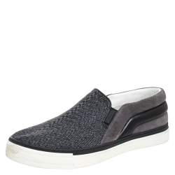Louis Vuitton Grey Fabric, Suede and Leather Twister Slip-on Sneakers Size 41