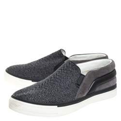 Louis Vuitton Grey Fabric, Suede and Leather Twister Slip-on Sneakers Size 41