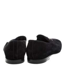 Pre Owned حذاء سليبرز لوي فيتون سموكنع مرصع شعار LV سويدي أسود مقاس 43