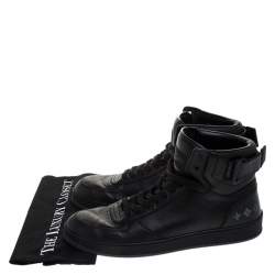 Pre Owned حذاء رياضي لوي فيتون ريفولي بحافة مرتفعة جلد أسود مقاس 42
