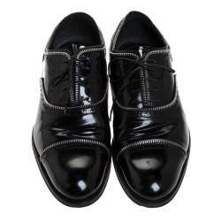 Louis Vuitton Black Patent Leather Lace Up Oxfords Size 41.5