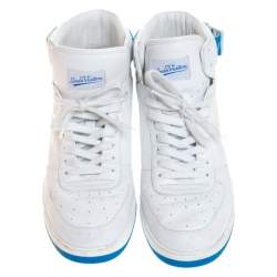 Louis Vuitton White/Blue Leather Rivoli High Top Sneakers Size 42