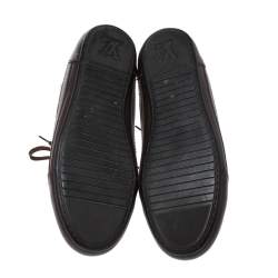 مملوكة مسبقًا حذاء رياضي لوي فيتون مرتفع من أعلى أربطة جلد بني وكانفاس دامييه أيبين مقاس 40