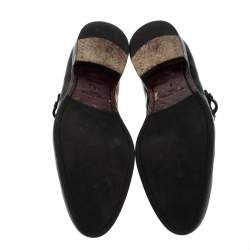 مملوكة مسبقًا Louis Vuitton Black Leather Infini Single Monk Strap Derby Size 42