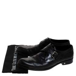 مملوكة مسبقًا Louis Vuitton Black Leather Infini Single Monk Strap Derby Size 42