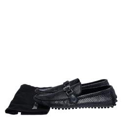 Pre Owned Louis Vuitton Blue Snakeskin Hockenheim Loafers Size 42