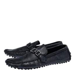 Pre Owned Louis Vuitton Blue Snakeskin Hockenheim Loafers Size 42