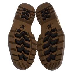 Pre Owned Louis Vuitton Brown Suede and Canvas Oberkampf Ankle Boots Size 43