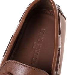 Pre Owned Louis Vuitton Brown Leather Arizona Moccasin Size 42