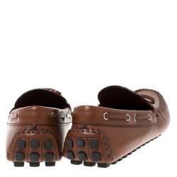 Pre Owned Louis Vuitton Brown Leather Arizona Moccasin Size 42