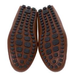 Pre Owned Louis Vuitton Brown Leather Arizona Moccasin Size 42