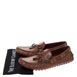 Pre Owned Louis Vuitton Brown Leather Arizona Moccasin Size 42