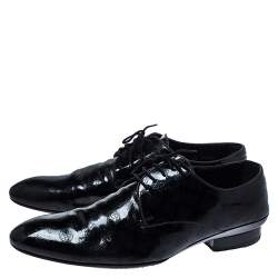 Pre Owned حذاء ديربي لوي فيتون رباط جلد لامع مونوغرامي مخرم أسود مقاس 43