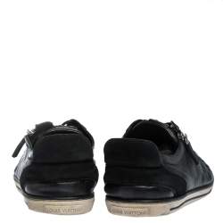 Pre Owned Louis Vuitton Black Infini Leather and Suede Low Top Sneakers Size 42