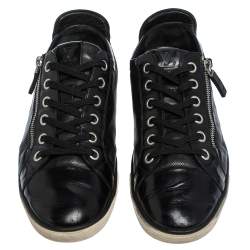 Pre Owned Louis Vuitton Black Infini Leather and Suede Low Top Sneakers Size 42