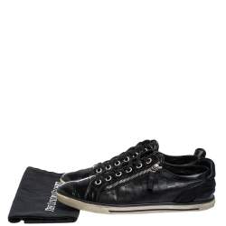 Pre Owned Louis Vuitton Black Infini Leather and Suede Low Top Sneakers Size 42