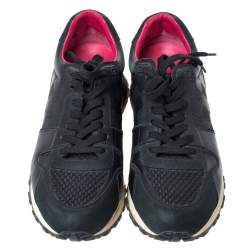 مملوكة مسبقًا Louis Vuitton Black Damier Infini Leather, Suede And Mesh Run Away Sneakers Size 39