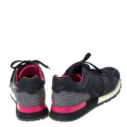 مملوكة مسبقًا Louis Vuitton Black Damier Infini Leather, Suede And Mesh Run Away Sneakers Size 39