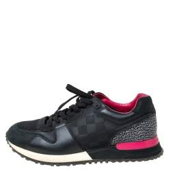 مملوكة مسبقًا Louis Vuitton Black Damier Infini Leather, Suede And Mesh Run Away Sneakers Size 39